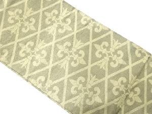 アンティーク　斜め格子に抽象模様織り出し袋帯（材料）